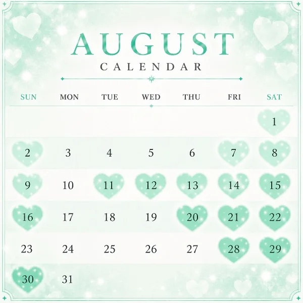 8月出勤予定🗓️